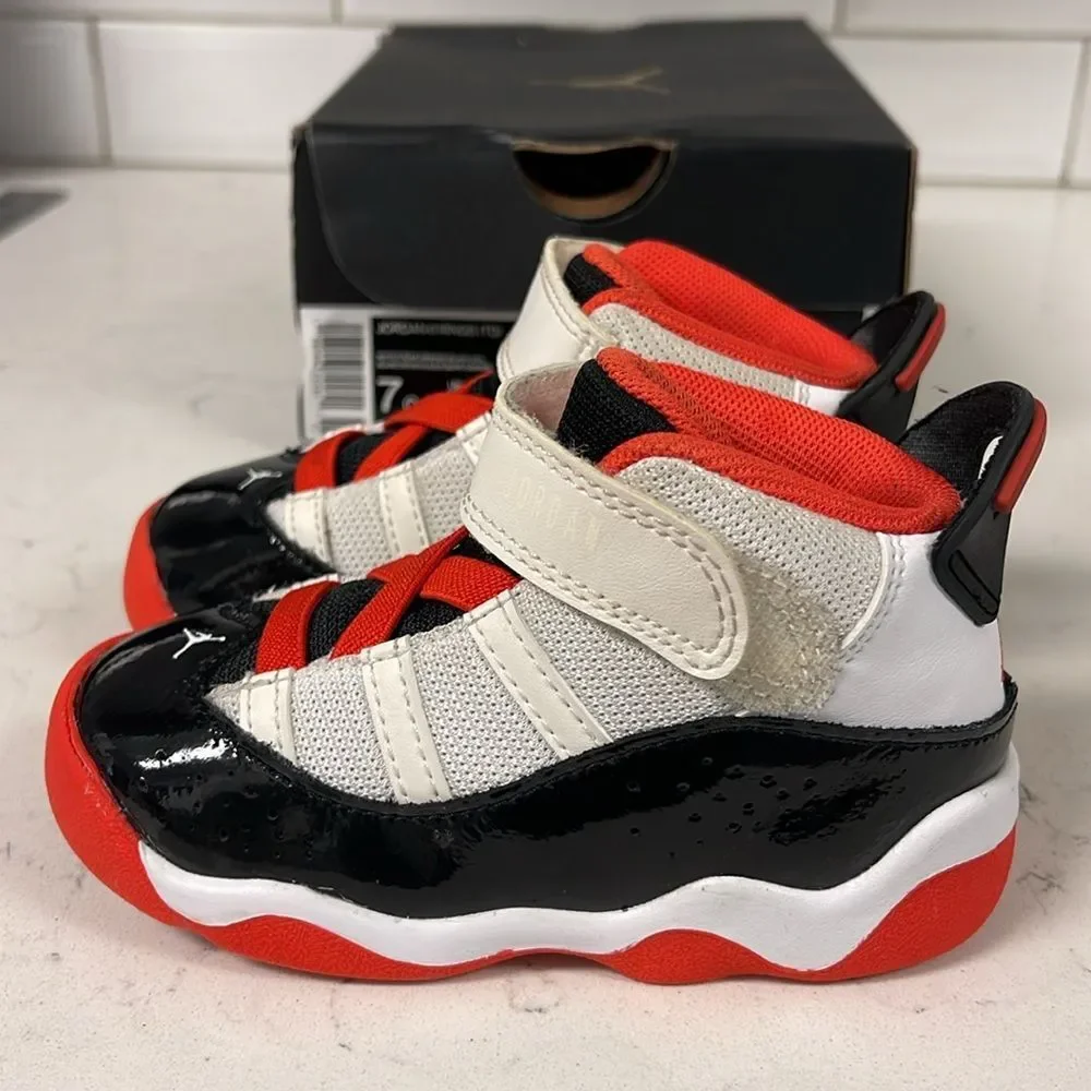 Nike Jordan 6 Rings White/Team Orange-Black-Sail DV1344-108 Toddler Size 7C